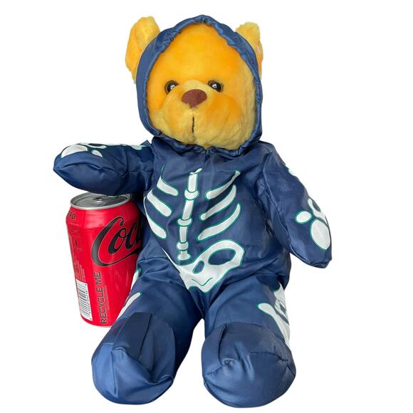 Bear Plush Nylon Parachute Skeleton Costume 11" Vtg 1990 Y2K Stuffed Toy READ - Picture 9 of 16
